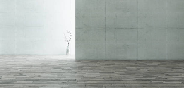 istock backlight empty room with concrete wall and wooden floor realistic 3D rendering 1220230054