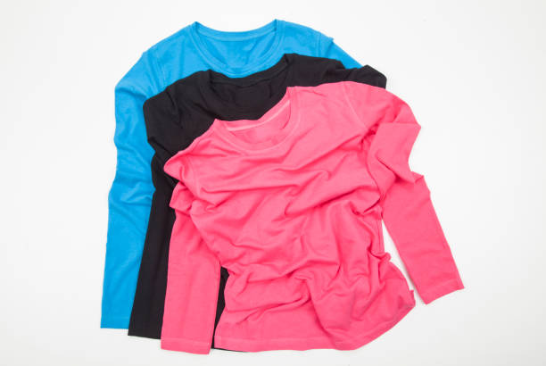 istock three different unisex long sleeve shirts Color folded on white background 1220232365