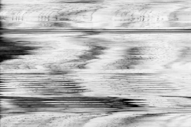 glitch background old tv screen white black noise Glitch background. Old TV screen. White black stripe error noise pattern. television lines stock pictures, royalty-free photos & images