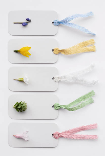 istock Tag with multi-colored lace and flowers 1220233931