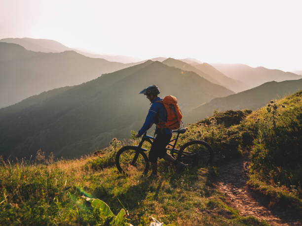 istock Mountain Biker Travel In The Mountain Trails. 1220240405