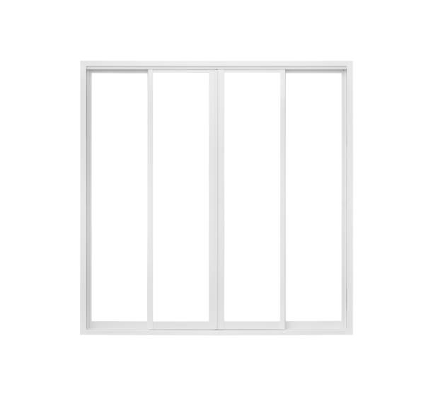 istock Real modern house window frame isolated on white background 1220240545