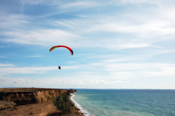 istock paragliders tandem in blue sky over the sea shore 1220241756