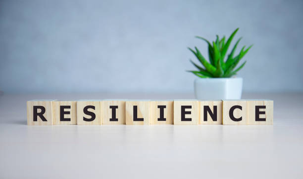 istock Resilience word concept on cubes on blue background. 1220243344