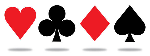 ilustrações de stock, clip art, desenhos animados e ícones de four aces with shadow beneath it. - cards spade suit symbol heart suit