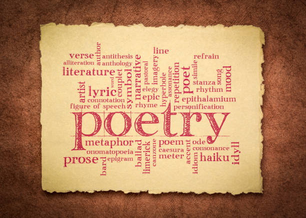 istock poetry word cloud on handmade rag paper 1220247896