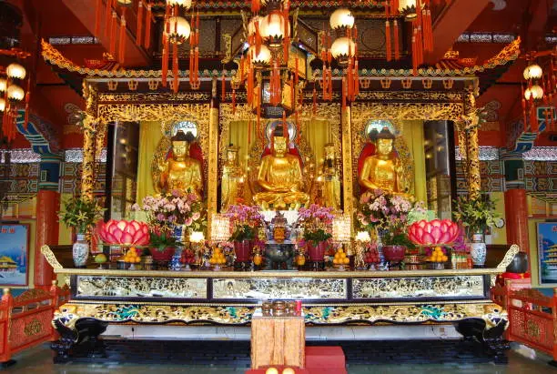 Photo of Po Lin Monastery interior.
