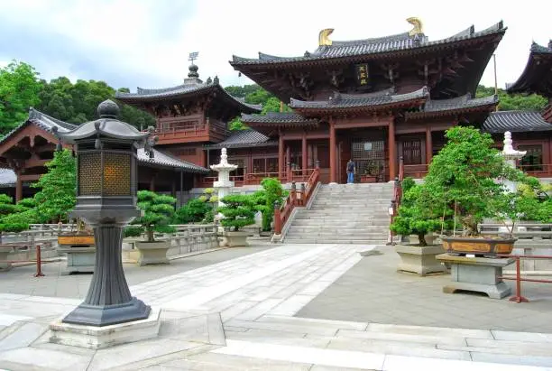 Photo of Chi Lin Nunnery, located in Diamond Hill right opposite Nan Lian Garden, Hong Kong.