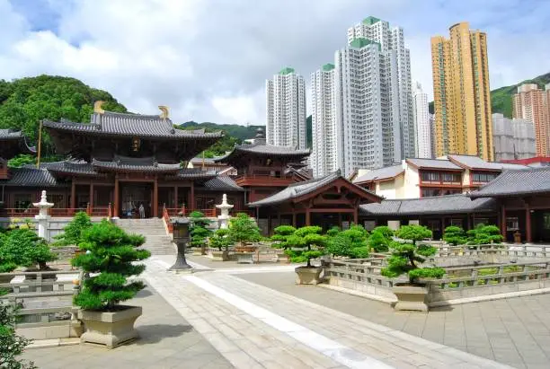 Photo of Chi Lin Nunnery, located in Diamond Hill right opposite Nan Lian Garden, Hong Kong.