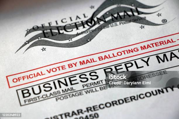 Closeup Of Vote By Mail Envelope Stock Photo - Download Image Now - Voting Ballot, Voting by Mail, Voting