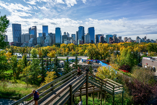 Calgary, Canada -September 24, 2019 : Summertime cityscape image of downtown Calgary, Alberta, Canada.