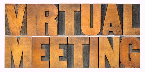 istock virtual meeting word abstract in wood type 1220253307