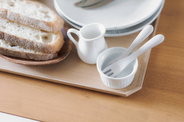 istock Lunch of breakfast table ware and dishes 1220254976