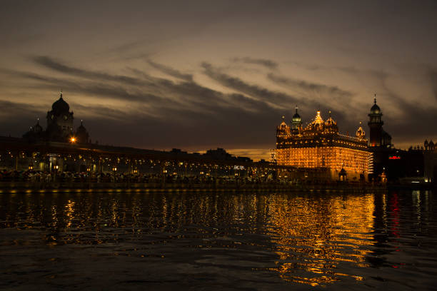 New Delhi, India-Nov 19 2021: A crowded view of Gurdwara Bangla Sahib on Guru Nanak Jayanti, Gurupurab is the most important festival for the followers of the religion of Sikhism.