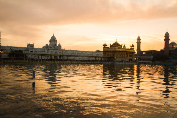 Gurdwara Bangla Sahib is the most prominent Sikh Gurudwara, Bangla Sahib Gurudwara inside view during evening time in New Delhi, India, Sikh Community one of the famous gurudwara Bangla Sahib