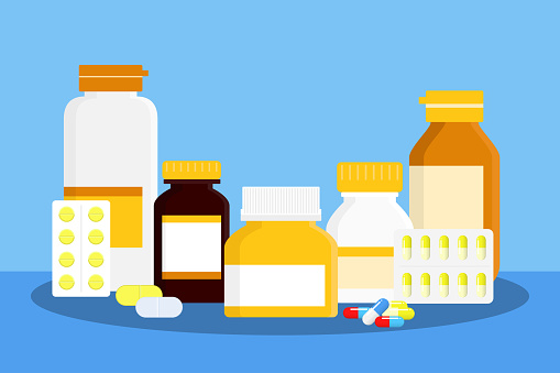 Drugs and Supplements.  Vector illustration