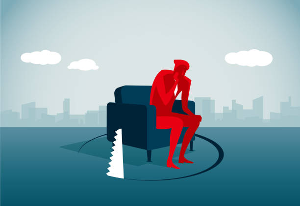 ilustrações de stock, clip art, desenhos animados e ícones de downsizing - unemployment - cair no sofá
