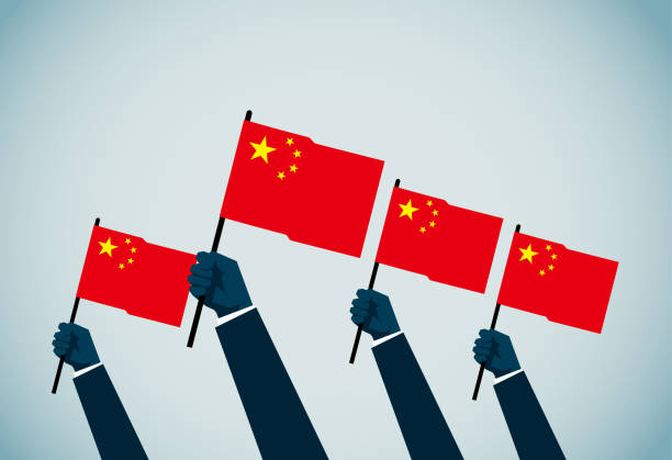китайский флаг - animated flag stock illustrations