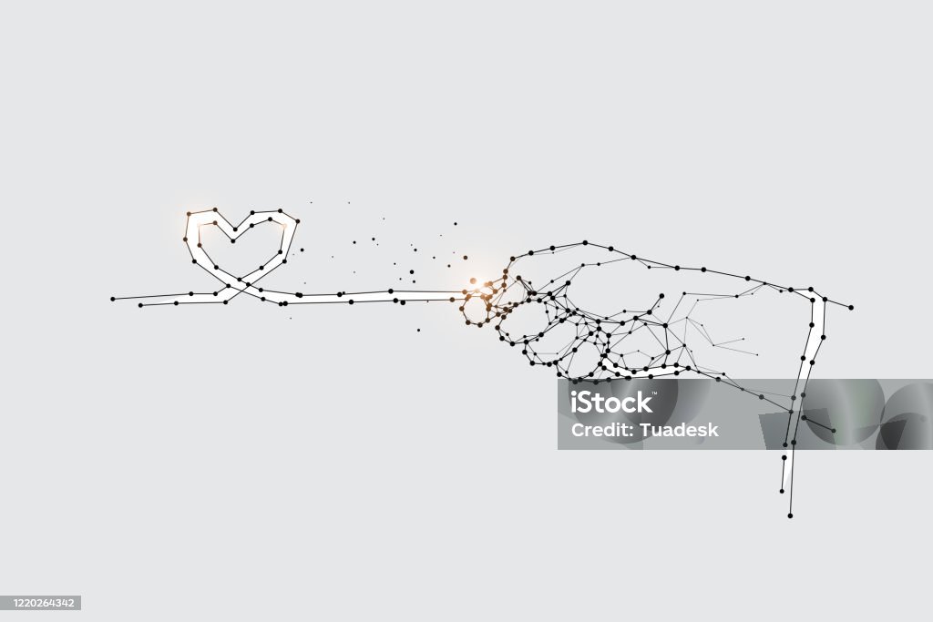 Hand Pull Vector The Particles Geometric Art Of Hand Pull Stock Illustration - Download ...