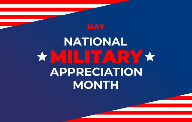 National military Appreciation Month. Banner, poster, card for social networks, media with text: National military Appreciation Month. Wavy US flag on a white background. Vector military illustration. National military Appreciation Month. Banner, poster, card for social networks, media with text: National military Appreciation Month. Wavy US flag on a white background. Vector military illustration admiration stock illustrations