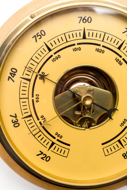 istock Vintage style barometer isolated on white wall background 1220269030