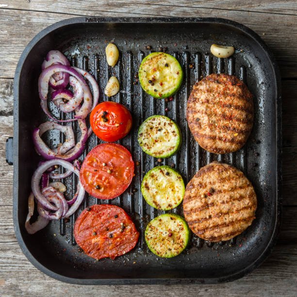 istock top view on the Grilled hamburger meat 1220278080