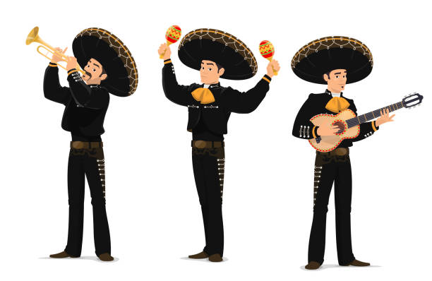マリアッチメキシコのミュージシャンバンド漫画のキャラクター - hat band点のイラスト素材／クリップアート素材／マンガ素材／アイコン素材