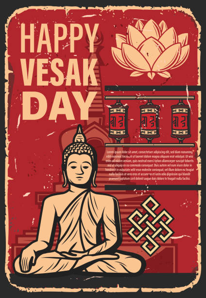 維薩克或佛日。佛教宗教節日 - happy vesak day 幅插畫檔、美工圖案、卡通及圖標