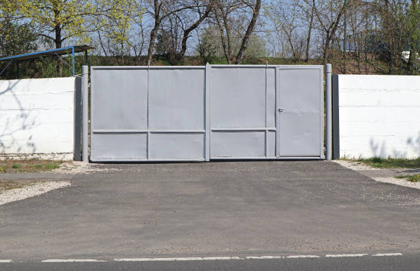 Large metal gate at the industrial area