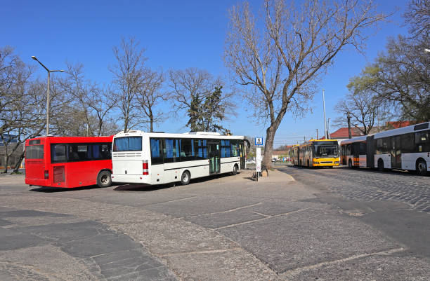 Buses standing at the terminal Buses standing at the terminal bus hungary stock pictures, royalty-free photos & images