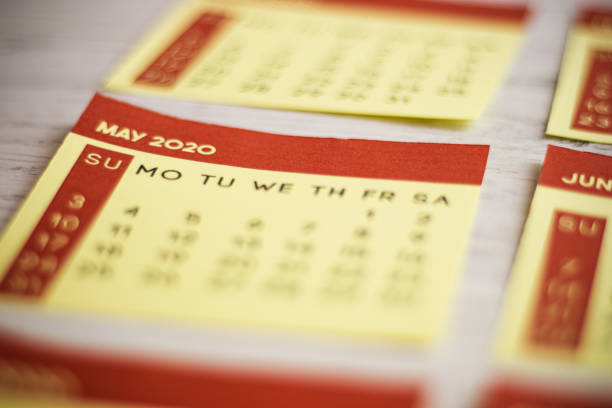 istock Selective Focus Close-Up May 2020 Calendar Page On The Table 1220282918