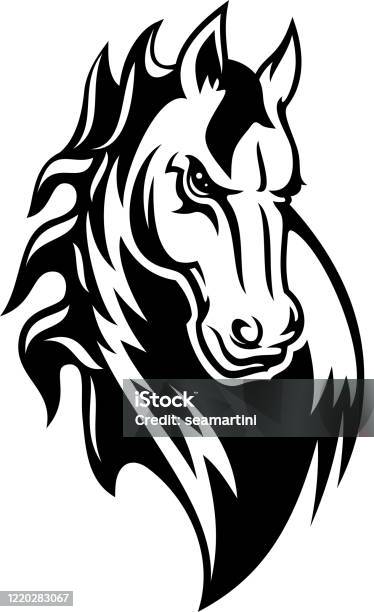 Horse Or Mustang Animal Icon Tattoo And Mascot Stock Illustration -  Download Image Now - Mustang - Wild Horse, Head, Bucking Bronco - iStock