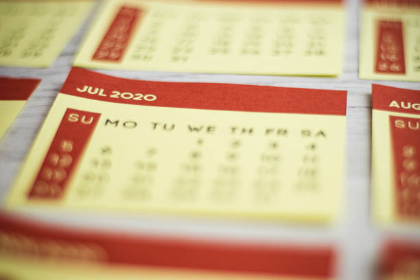 istock Selective Focus Close-Up July 2020 Calendar Page On The Table 1220283071