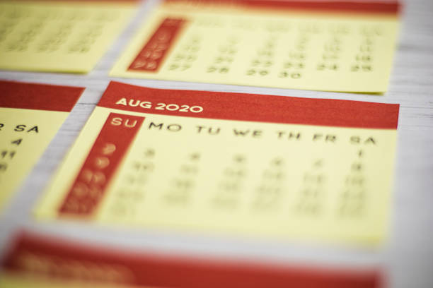 istock Selective Focus Close-Up August 2020 Calendar Page On The Table 1220283270