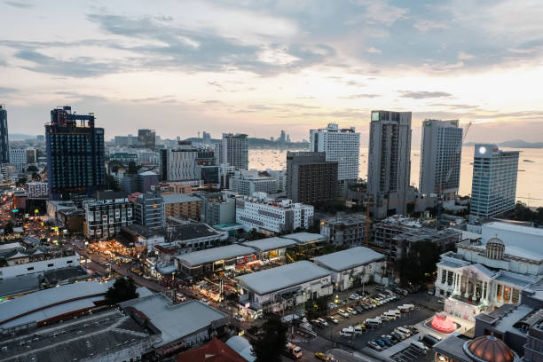 istock Evening view on a building in Pattaya,  Chonburi, Thailand. 1220283287