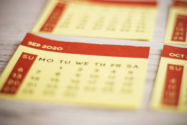 Selective Focus Close-Up September 2020 Calendar Page On The Table