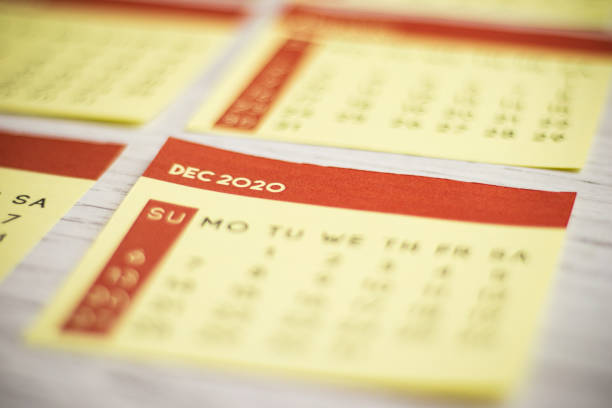 istock Selective Focus Close-Up December 2020 Calendar Page On The Table 1220283372