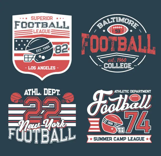 Vector illustration of Soccer club, football league retro t-shirt prints