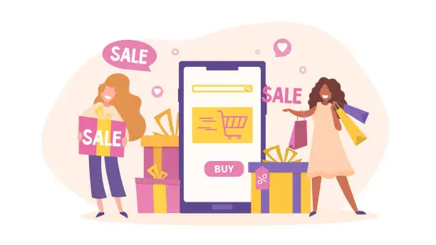 Vector illustration of Online Shopping or Sale concept