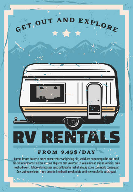illustrations, cliparts, dessins animés et icônes de véhicule récréatif rv camping-car, location de voiture de voyage - coach bus illustrations