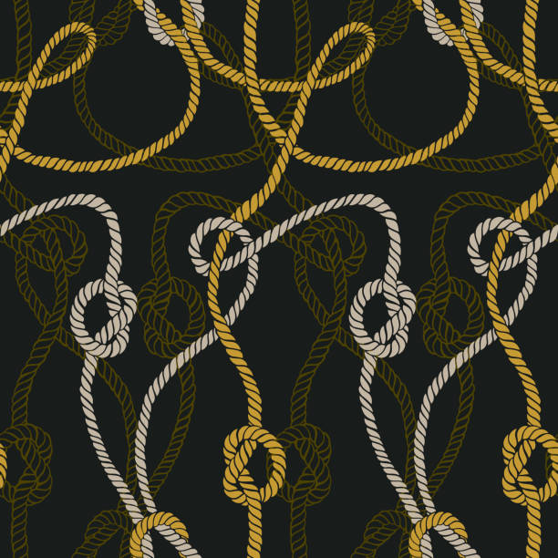 ilustrações de stock, clip art, desenhos animados e ícones de vector seamless pattern made of twisted ropes with knots. - tangled rope tied knot backgrounds