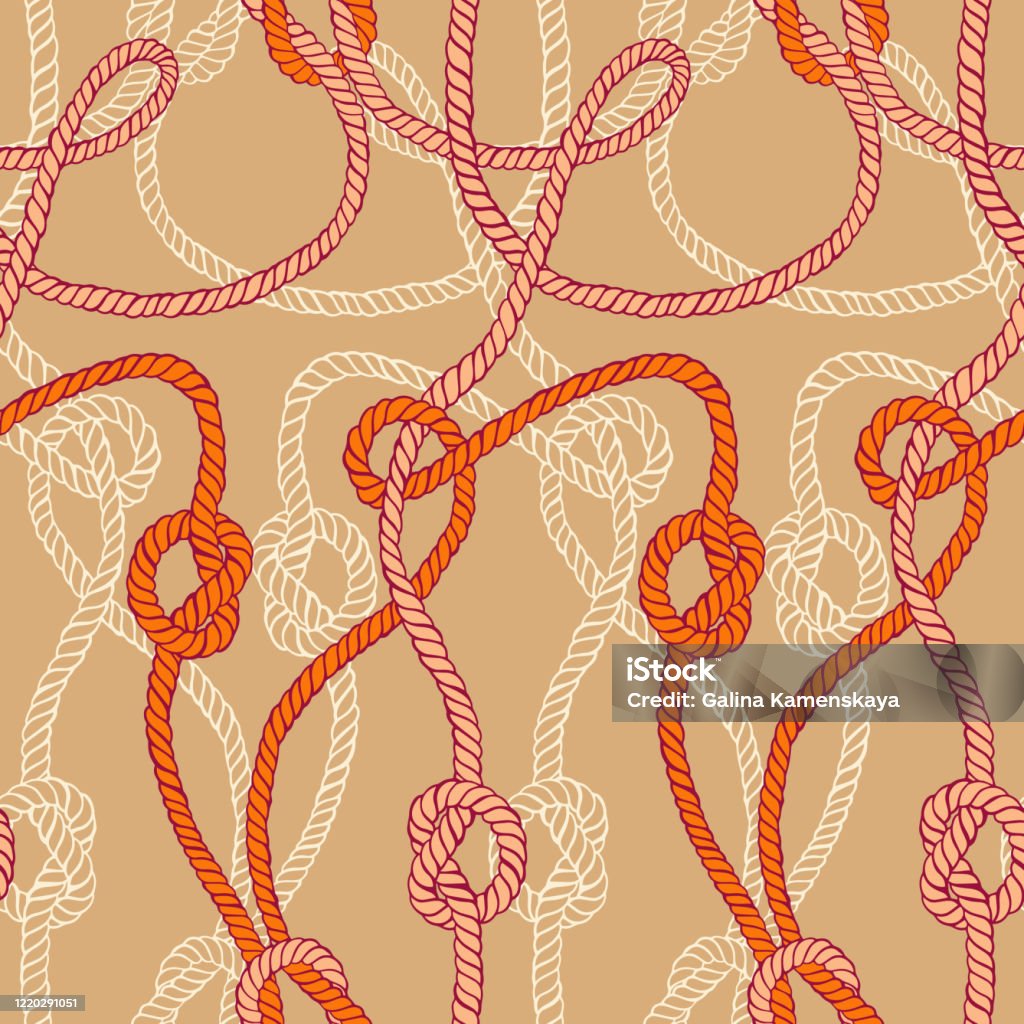 Twisted Rope Pattern Vector Seamless Pattern Made Of Twisted Ropes With Knots Stock ...