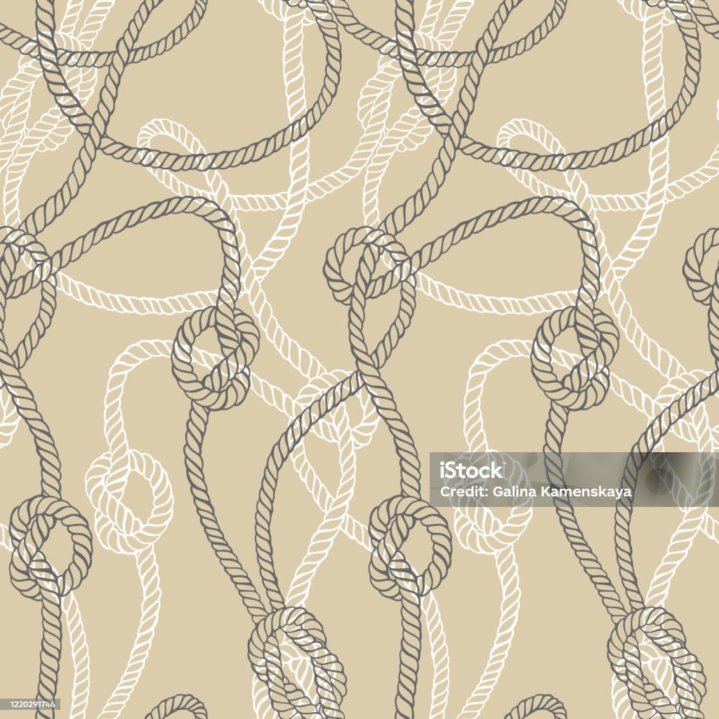 Twisted Rope Pattern Vector Seamless Pattern Made Of Twisted Ropes With Knots Stock ...