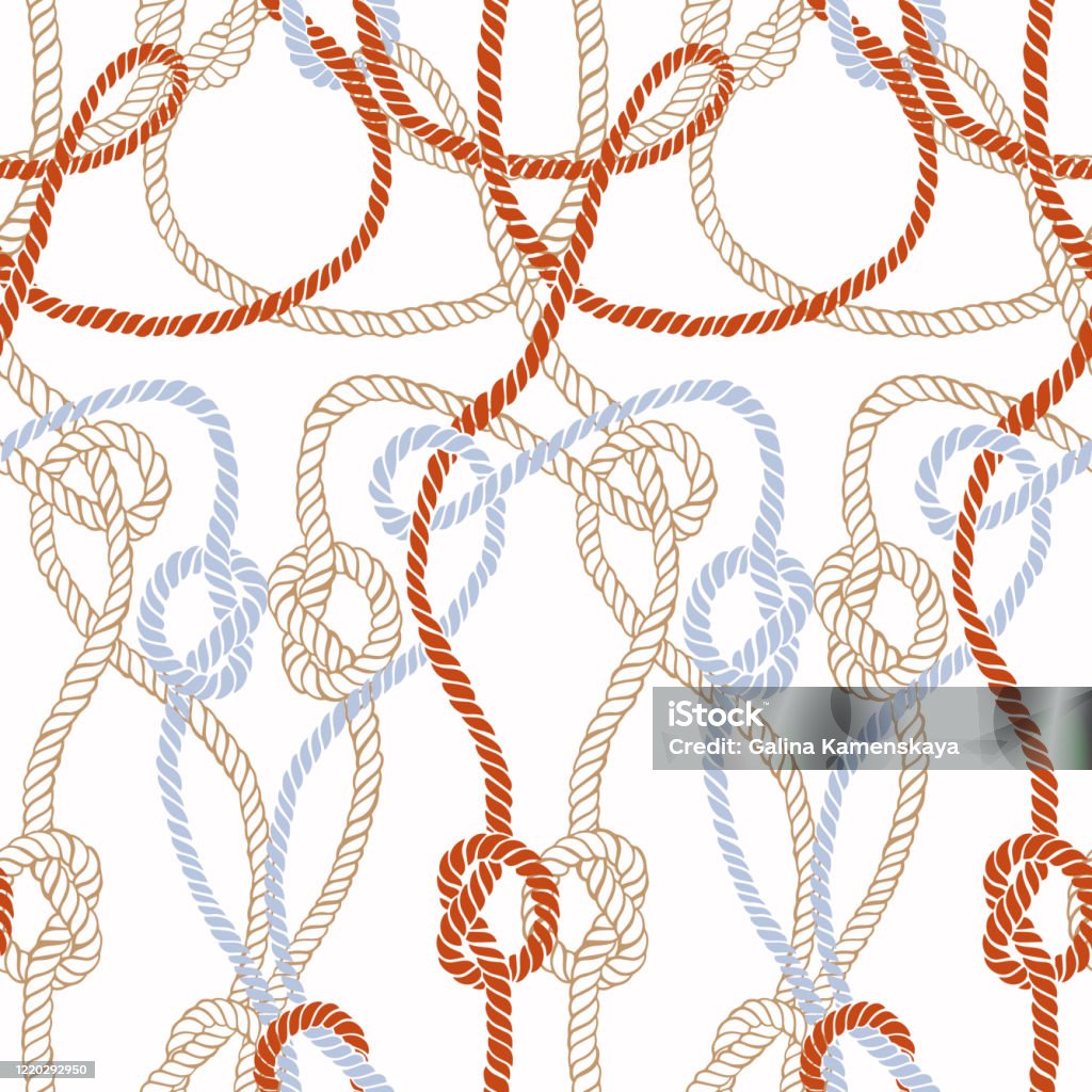Twisted Rope Pattern Vector Seamless Pattern Made Of Twisted Ropes With Knots Stock ...