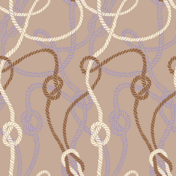 illustrations, cliparts, dessins animés et icônes de motif de caractère vectoriel fait de cordes torsadées avec noeuds. - tangled rope tied knot backgrounds