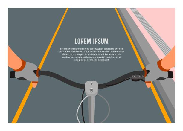 stockillustraties, clipart, cartoons en iconen met rijden vouwfiets. biker view. eenvoudige vlakke illustratie - personal perspective or pov