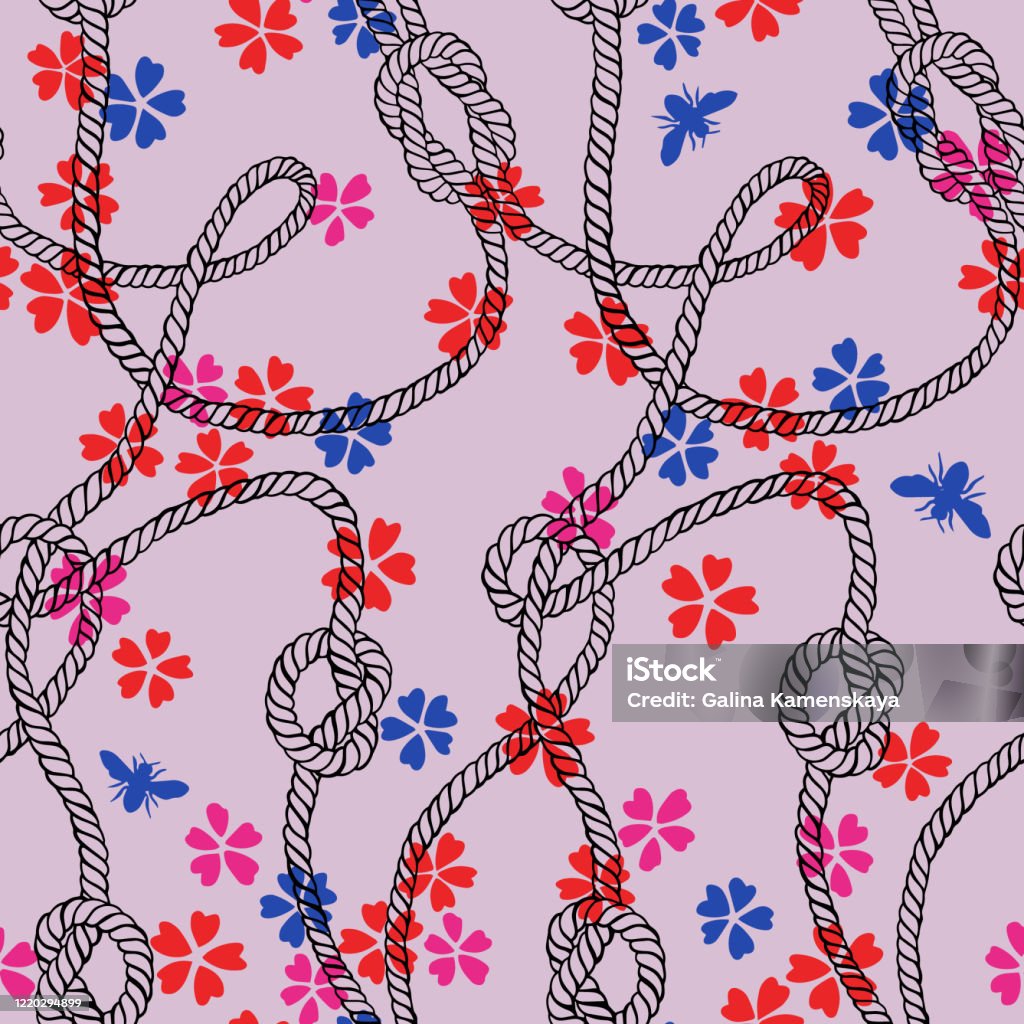 Twisted Rope Pattern Vector Seamless Pattern Made Of Twisted Ropes With Knots Stock ...