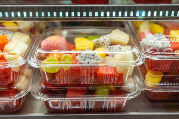 istock Fresh fruit boxes for sale at the fruit coffee smoothie 1220296021