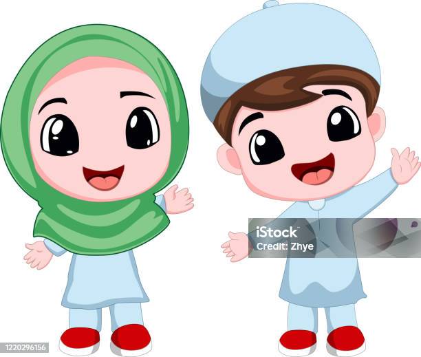 Cartoon Muslim Kids Stock Illustration - Download Image Now - Cartoon, Child,  Girls - iStock