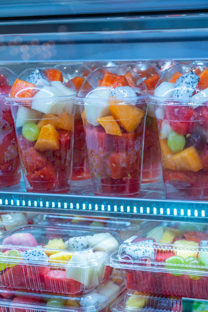 istock Delicious mixed fruit salad for sale at dessert showcase 1220296615